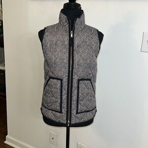 J. Crew Puffer Vest, Herringbone Print, sz XXS.